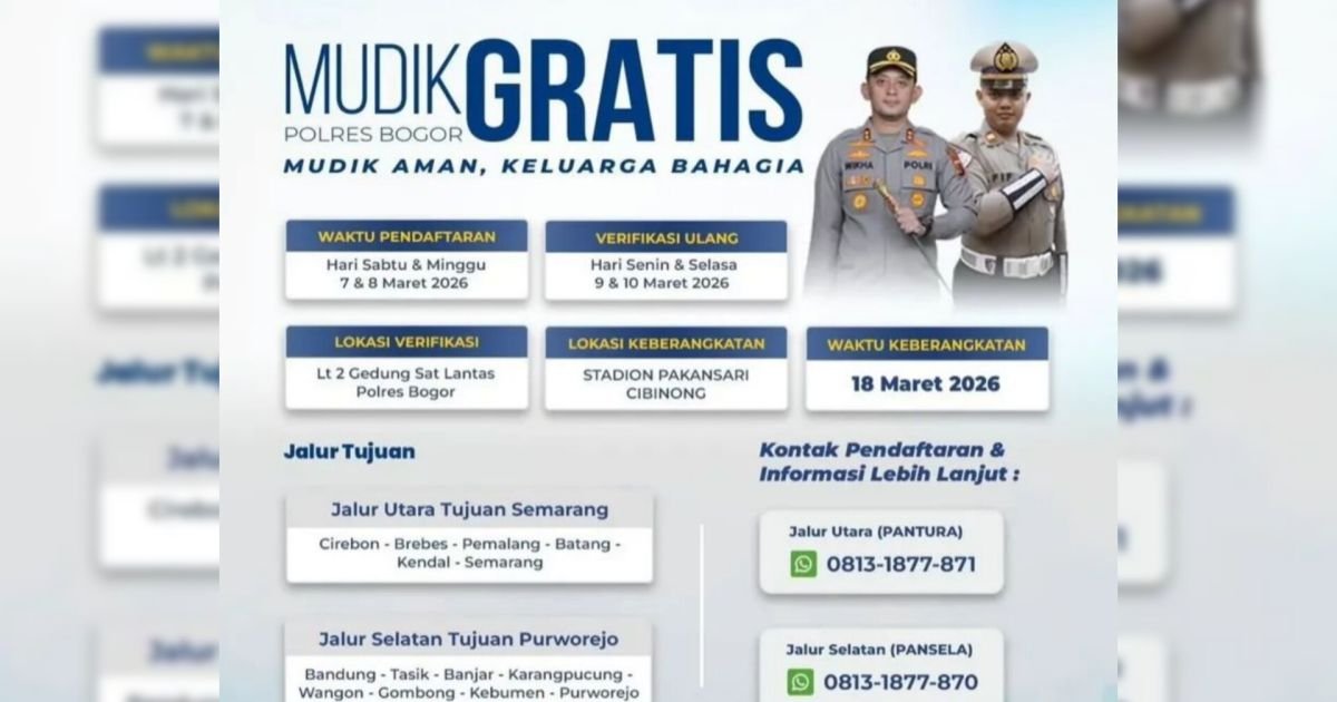Polres Bogor Buka Program Mudik Gratis 2026, Pendaftaran Dibuka 7–8 Maret